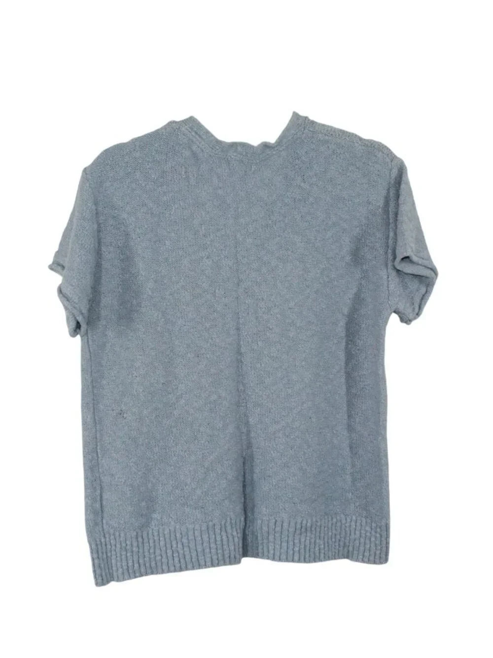LL Bean Midweight Cotton Slub Sweater Henley Short Sleeve Soft Indigo Medium - Picture 2 of 11